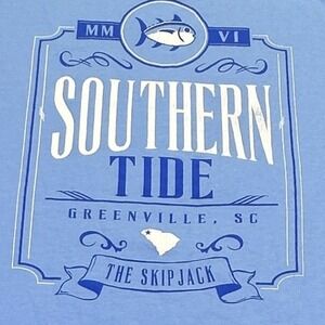 Southern Tide Shirt Men's Medium Blue‎ Greenville SC Skipjack Graphic T-Shirt